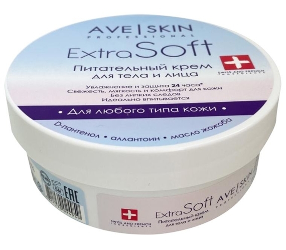 Tana va yuz uchun krem AVE SKIN Extra Soft to'yimli, 200 g, Modum