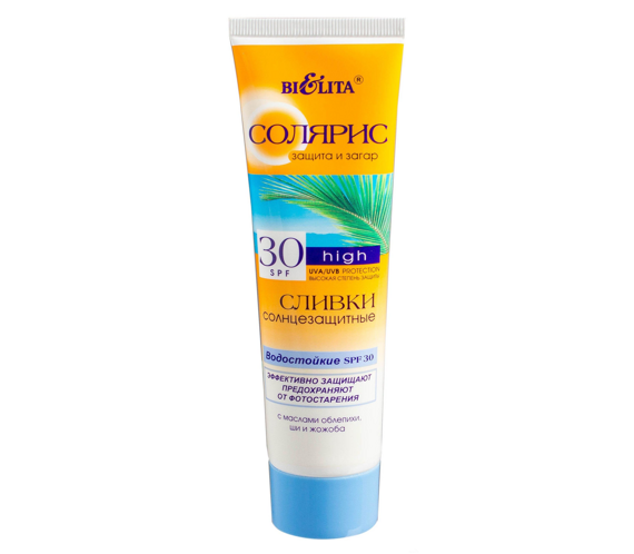 Quyoshdan himoya qiluvchi krem СОЛЯРИС suvga chidamli SPF 30 100 ml, Belita