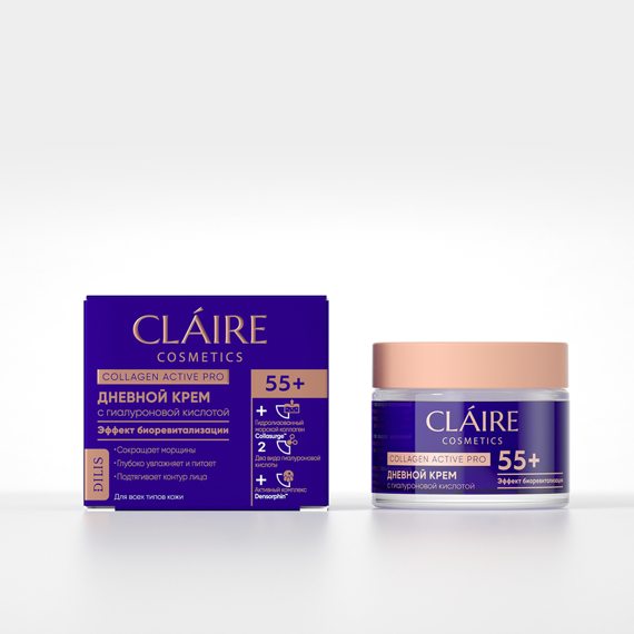 Yuz uchun krem CLAIRE Collagen Active Pro 55 + kunlik 50 ml, Dilis