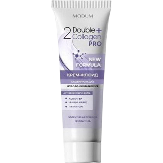 Yuz, bo'yin va dekolte uchun krem-fluid Double Collagen Pro modellashtirish, 75 g, Modum