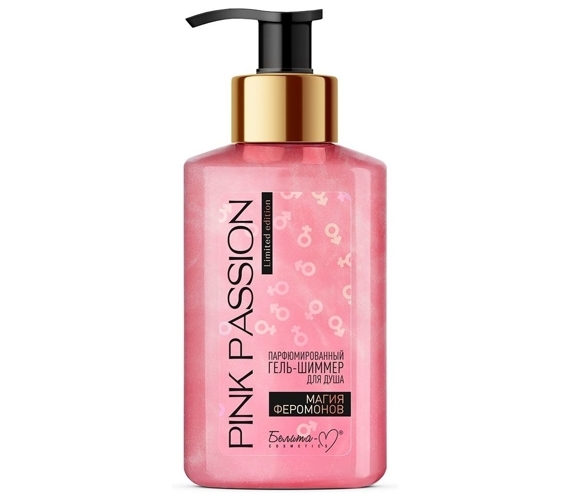 Yuvinish uchun shimmer gel Pink Passion, parfyumeriyali sehrli feromonlar, 300 g Belika-M