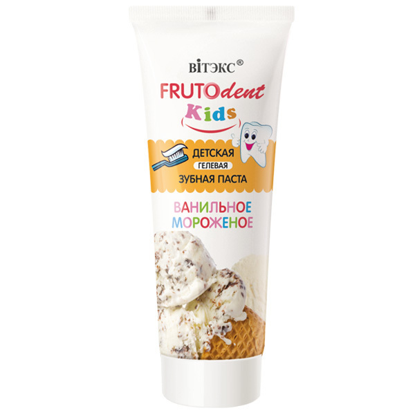 FRUTOdent Kids jel tish pastasi, Vanilli muzqaymoq 65 g, Vitex